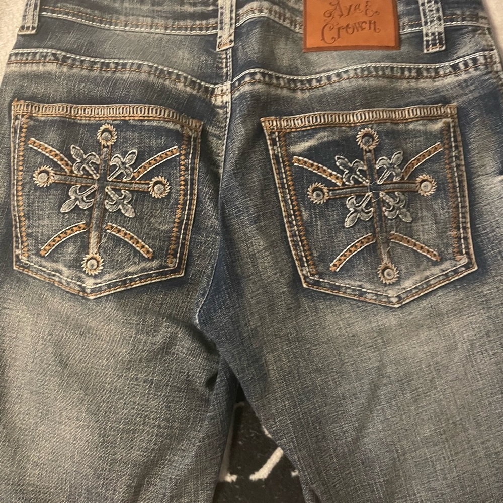 True Crown Men's Straight Fit Denim Jeans - Blue